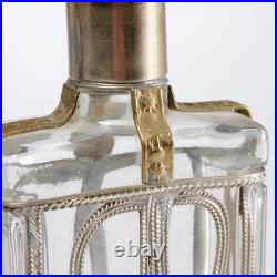 Moroccan Vtg Clear Glass Metal Spire Perfume Oil Sprinkler Bottle Pair