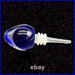 Murano Art Glass Perfume Bottle Cobalt Blue Silver Flecks Large Millefiori Vtg