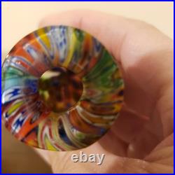 Murano Millefiori Art Glass Perfume Bottle Gold Fleck Stopper Vintage Italy