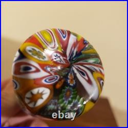 Murano Millefiori Art Glass Perfume Bottle Gold Fleck Stopper Vintage Italy