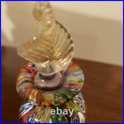Murano Millefiori Art Glass Perfume Bottle Gold Fleck Stopper Vintage Italy