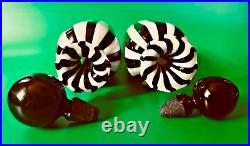 Murano Perfumes Two Black and White Striped Vintage Bottles with Stoppers