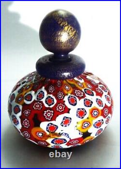 Murano Toso Vintage Art Glass Perfume Micro-Mosaic with Gold Stopper 5h Jewel