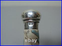 NICE ANTIQUE ENGLISH PORCELAIN TEXTURED PERFUME BOTTLE with STERLING SILVER LID