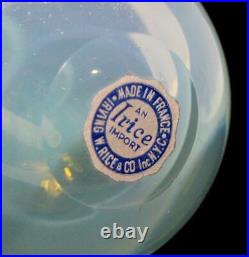 NICE Vtg Irice OPALINE Perfume Bottle? FRANCE Art Glass Blue LABEL 60s Spray
