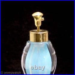 NICE Vtg Irice OPALINE Perfume Bottle? FRANCE Art Glass Blue LABEL 60s Spray