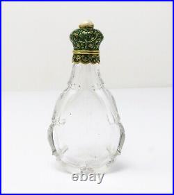 NYJEWEL Vintage 18k Yellow Gold Green Enamel Perfume Bottle