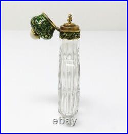 NYJEWEL Vintage 18k Yellow Gold Green Enamel Perfume Bottle