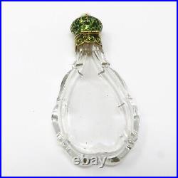 NYJEWEL Vintage 18k Yellow Gold Green Enamel Perfume Bottle