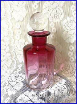 Nib Vintage Baccarat Cranberry To Clear Crystal Perfume Bottle