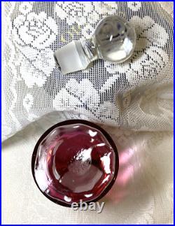 Nib Vintage Baccarat Cranberry To Clear Crystal Perfume Bottle