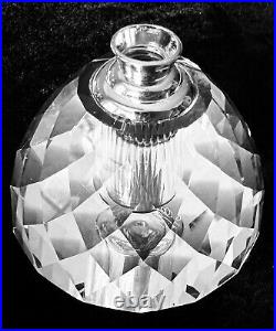 OLEG CASSINI Multi Faceted Vintage Crystal Perfume Bottle with Glass Dauber RARE