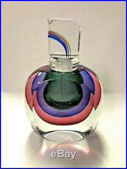 Oggetti Murano Italy Rainbow Art Glass Perfume Bottle Signed Vintage Italian