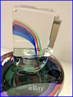 Oggetti Murano Italy Rainbow Art Glass Perfume Bottle Signed Vintage Italian