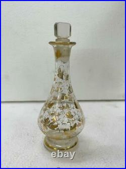 Old Vintage Rare Beautiful Glass Hand Painted Floral Perfume Bottle Collectible