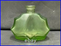 Old Vintage Rare Unique Design Victorian Cut Green Glass Perfume Bottle