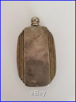 Old Vintage Sterling Silver Guilloche Enameled Perfume Bottle with Dauber