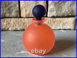 Orange Glass Perfume Bottle Purple Topper Vintage Murano Style Heavy Rare Pretty