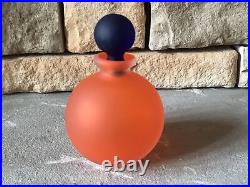 Orange Glass Perfume Bottle Purple Topper Vintage Murano Style Heavy Rare Pretty