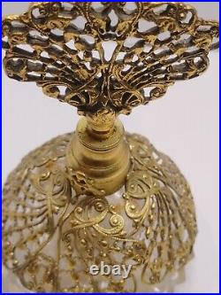Ormolu Gold Filigree Crystal Perfume Bottle vintage 1950s