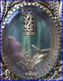 Ormolu Vintage Vanity JEWELED Gilt Perfume Bottle Matson clear glass cherub Bird