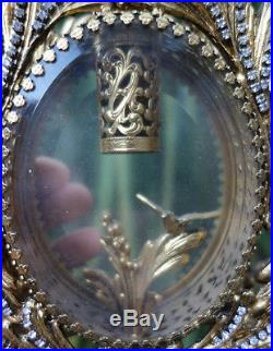 Ormolu Vintage Vanity JEWELED Gilt Perfume Bottle Matson glass cherub Bird leafs
