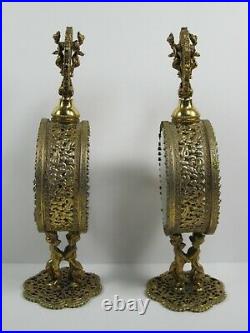 Ornate 8.5 Tall pair Gold Ormolu Filigree Perfume Bottle Cherubs angels bottles