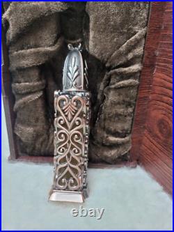 Ornate Filigree Perfume Bottle FULL of Fragrance with Wood Display Box Vintage