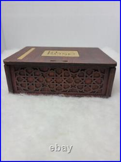 Ornate Filigree Perfume Bottle FULL of Fragrance with Wood Display Box Vintage