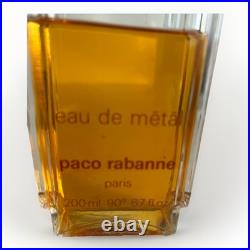 Paco Rabanne Eau de Metal 6.7 FL OZ EDT Splash Vintage. Huge Bottle