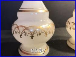 Pair Of Antique Opaline Glass Prefume/ Scent Bottle. France, 1900/ Gilding Decor
