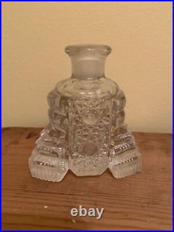 Pair Of Vintage Antique Cut Glass Clear Perfume Bottles Vanity Set Floral 8