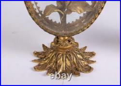 Pair Vintage Beveled Glass French Ornolu Filigree 12Perfume Bottles Rococo