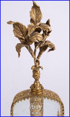 Pair Vintage Beveled Glass French Ornolu Filigree 12Perfume Bottles Rococo