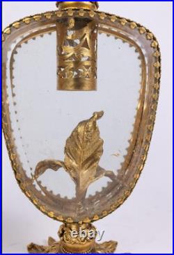 Pair Vintage Beveled Glass French Ornolu Filigree 12Perfume Bottles Rococo