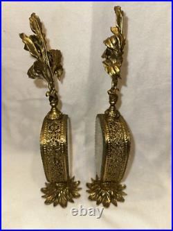 Pair Vintage Beveled Glass French Ornolu Filigree 12Perfume Bottles Rococo