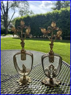 Pair Vintage Beveled Glass Italian Ornolu Filigree 12Perfume Bottles Rococo Pair Vintage Beveled Glass Italian Ornolu Filigree 12Perfume Bottles Rococo