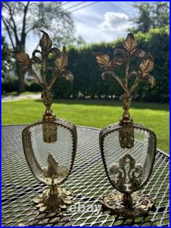 Pair Vintage Beveled Glass Italian Ornolu Filigree 12Perfume Bottles Rococo Pair Vintage Beveled Glass Italian Ornolu Filigree 12Perfume Bottles Rococo