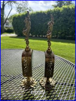 Pair Vintage Beveled Glass Italian Ornolu Filigree 12Perfume Bottles Rococo Pair Vintage Beveled Glass Italian Ornolu Filigree 12Perfume Bottles Rococo