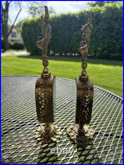 Pair Vintage Beveled Glass Italian Ornolu Filigree 12Perfume Bottles Rococo Pair Vintage Beveled Glass Italian Ornolu Filigree 12Perfume Bottles Rococo