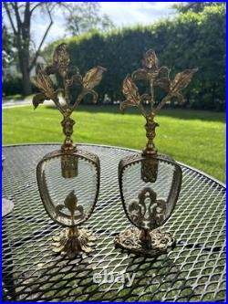 Pair Vintage Beveled Glass Italian Ornolu Filigree 12Perfume Bottles Rococo Pair Vintage Beveled Glass Italian Ornolu Filigree 12Perfume Bottles Rococo
