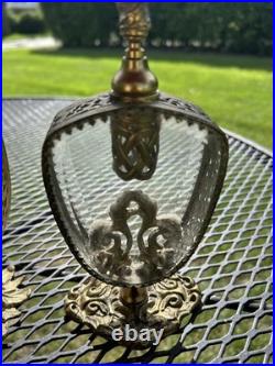 Pair Vintage Beveled Glass Italian Ornolu Filigree 12Perfume Bottles Rococo Pair Vintage Beveled Glass Italian Ornolu Filigree 12Perfume Bottles Rococo