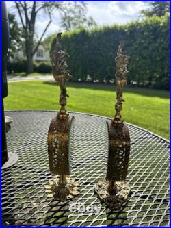 Pair Vintage Beveled Glass Italian Ornolu Filigree 12Perfume Bottles Rococo Pair Vintage Beveled Glass Italian Ornolu Filigree 12Perfume Bottles Rococo