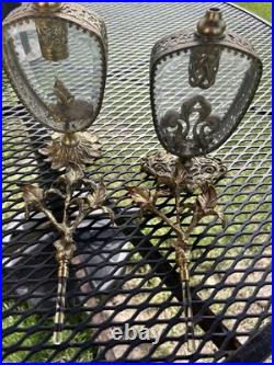 Pair Vintage Beveled Glass Italian Ornolu Filigree 12Perfume Bottles Rococo Pair Vintage Beveled Glass Italian Ornolu Filigree 12Perfume Bottles Rococo