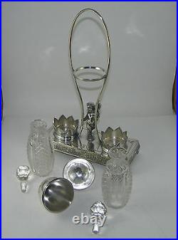 Pair of Antique Perfume Bottles Jewelry Casket Cherub Silverplate by Meriden