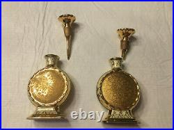 Pair of Antique Porcelain French Perfume Bottle 24 K Gold FRANCE