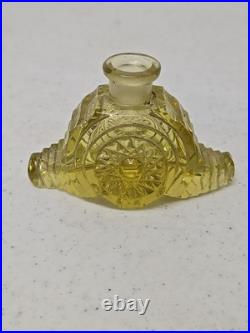 Pair of Vintage Czech Perfume Bottles Yellow Amber Art Deco Style