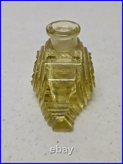 Pair of Vintage Czech Perfume Bottles Yellow Amber Art Deco Style