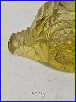 Pair of Vintage Czech Perfume Bottles Yellow Amber Art Deco Style