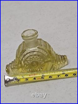 Pair of Vintage Czech Perfume Bottles Yellow Amber Art Deco Style